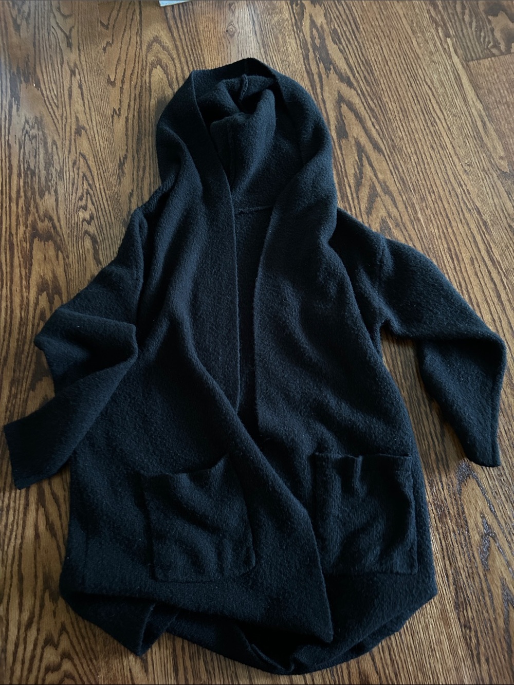 Cozy Hooded Open Cardigan - Black